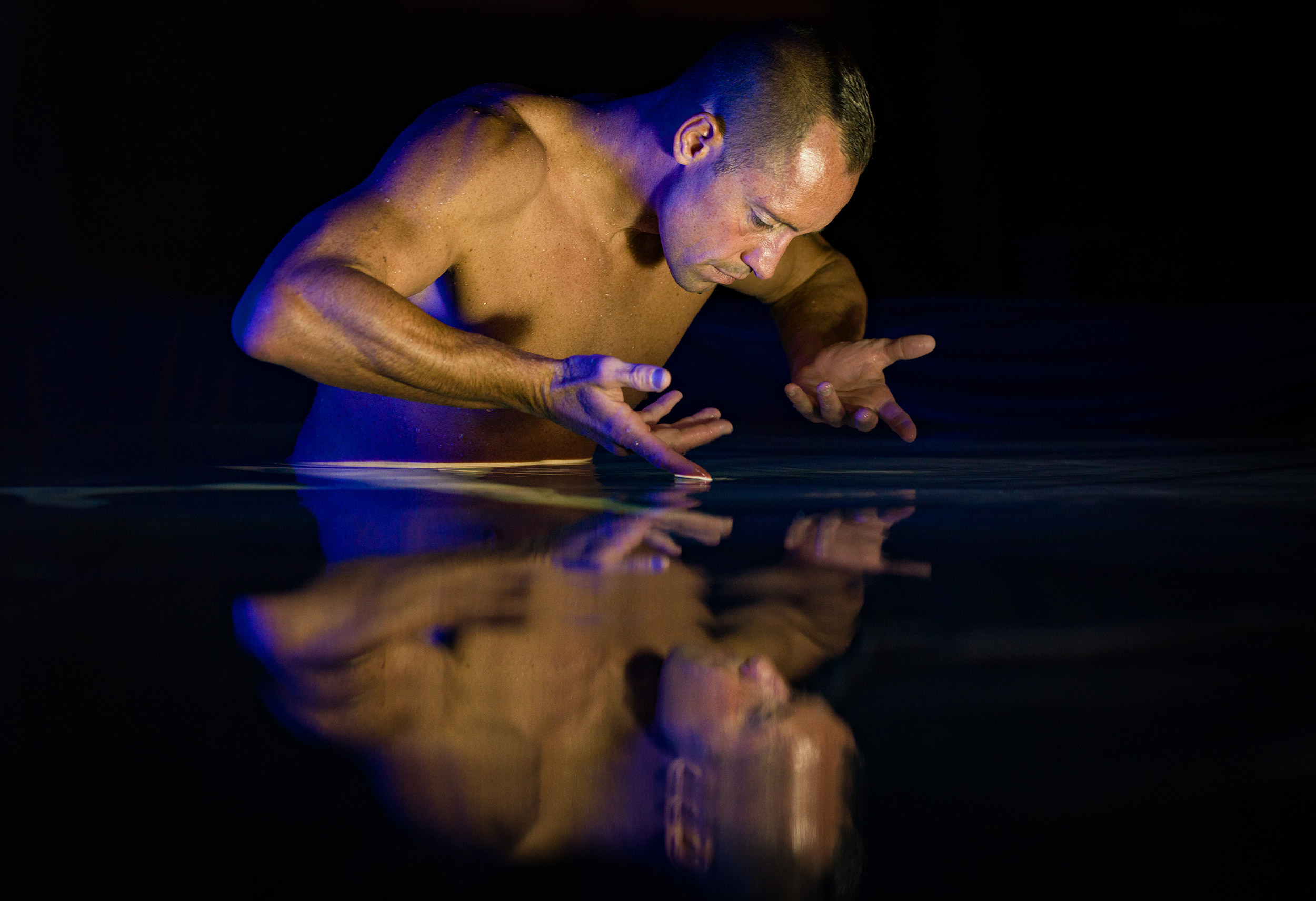 Artistic portrait of the world synchronized swimming champion Bill May.